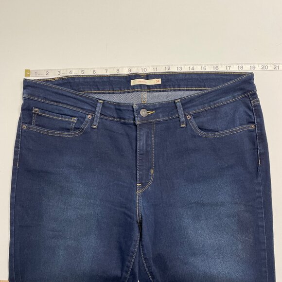 LEVI'S JEANS 711 SKINNY HIGH RISE SIZE 34 BLUE DENIM LOGO DARK WASH STRETCH - Picture 8 of 10
